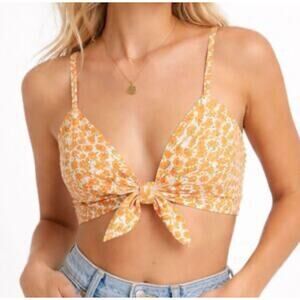 ASOS Women’s Orange and White Floral Tank Cop Top in Size 14. NWOT